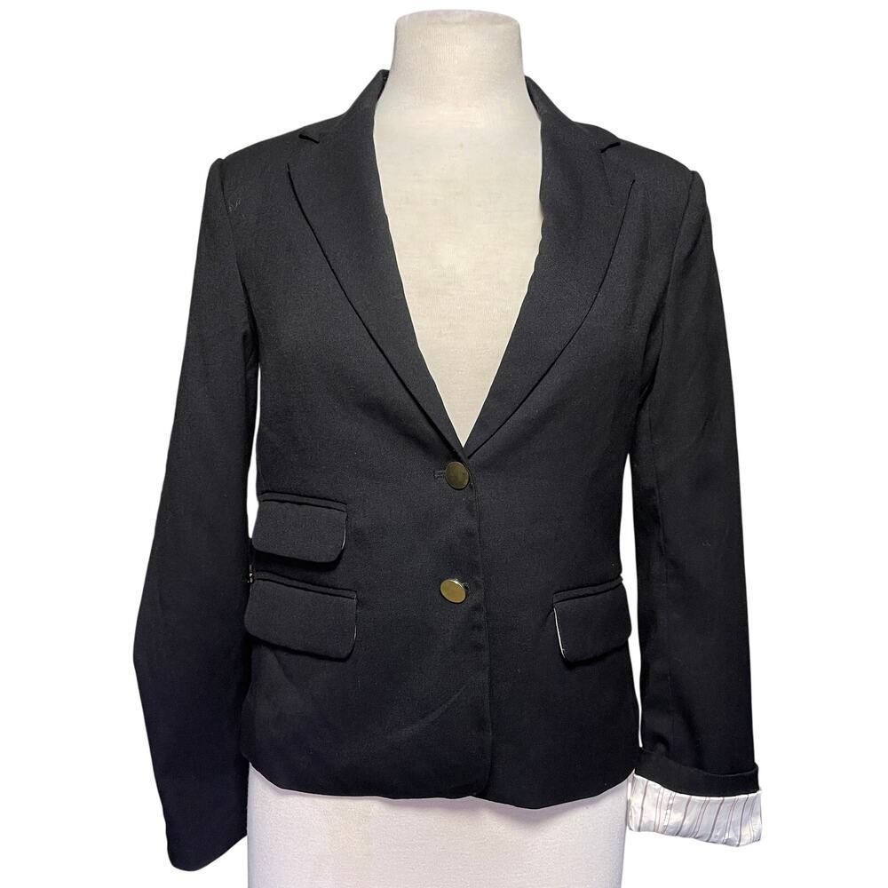 ANTHROPOLOGIE CARTONNIER Women’s Black Double Button Notched Blazer